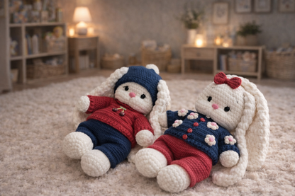 Häkelanleitung Bunny Bella mit Outfit – 2-in-1 Set 🇩🇪