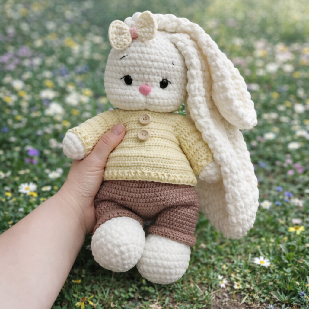Häkelanleitung Bunny Bella mit Outfit – 2-in-1 Set 🇩🇪