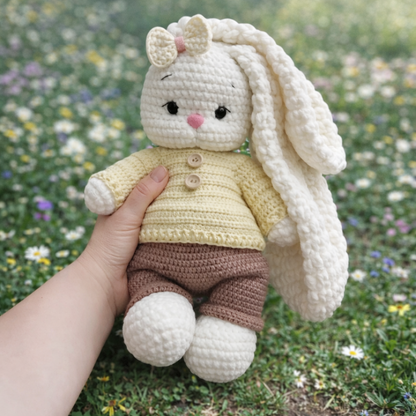 Häkelanleitung Bunny Bella mit Outfit – 2-in-1 Set 🇩🇪