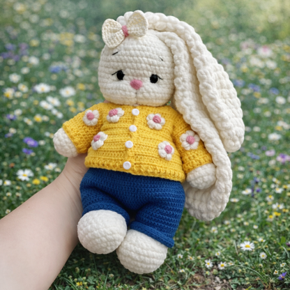 Häkelanleitung Bunny Bella mit Outfit – 2-in-1 Set 🇩🇪