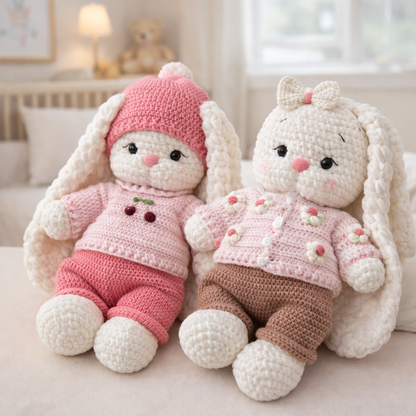 Häkelanleitung Bunny Bella mit Outfit – 2-in-1 Set 🇩🇪