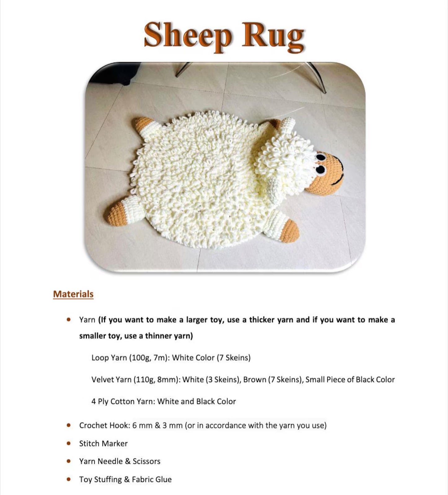 Fluffy Sleepy Sheep Rug Crochet Pattern – Cozy & Cute Design