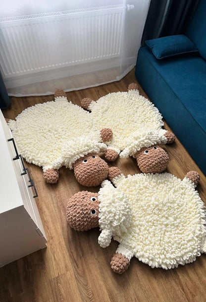 Fluffy Sleepy Sheep Rug Crochet Pattern – Cozy & Cute Design